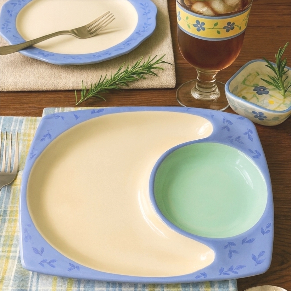 Pfaltzgraff Summer Breeze 11” Snack Tray | Rare Discontinued Stoneware